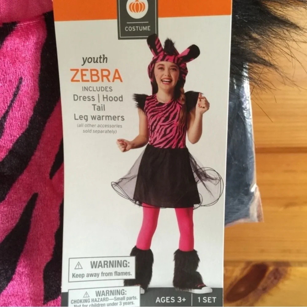 Youth Zebra Girls Youth Costume Set S